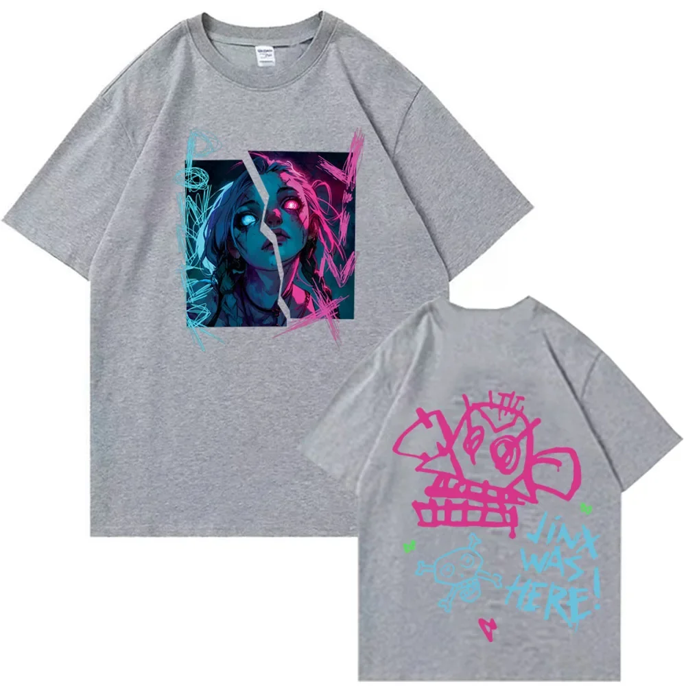 T Shirt Arcane-Jinx T-shirt Man Women Harajuku O-neck Summer Casual Shirt