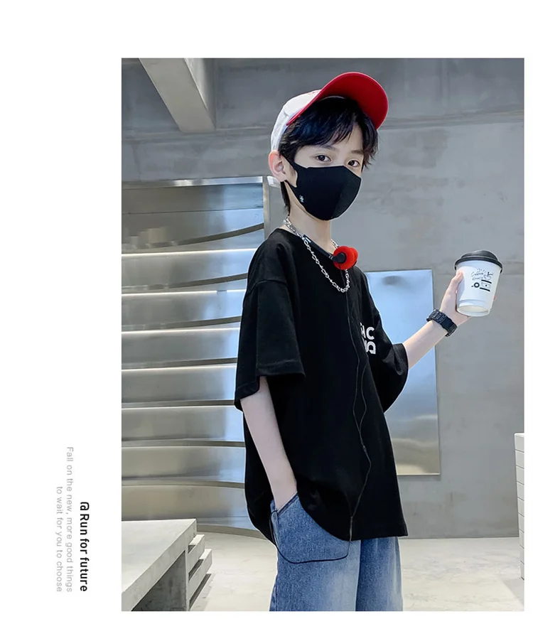 2026 Neues Sommer-Kinder-Baumwoll-T-Shirt für Jungen, Bestseller Kurzarm-T-Shirt, Tops im schlichten Stil, Teenager-Kinder-Mode, bedrucktes T-Shirt – Detail 13