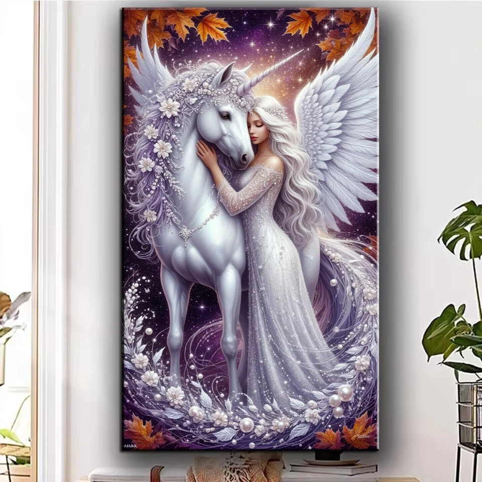 

Большой Diy Алмазная картина Красивая женщина Принцесса Единорог Полный квадратный круг Алмазная мозаика Ювелирные изделия Вышивка крестиком Домашний декор