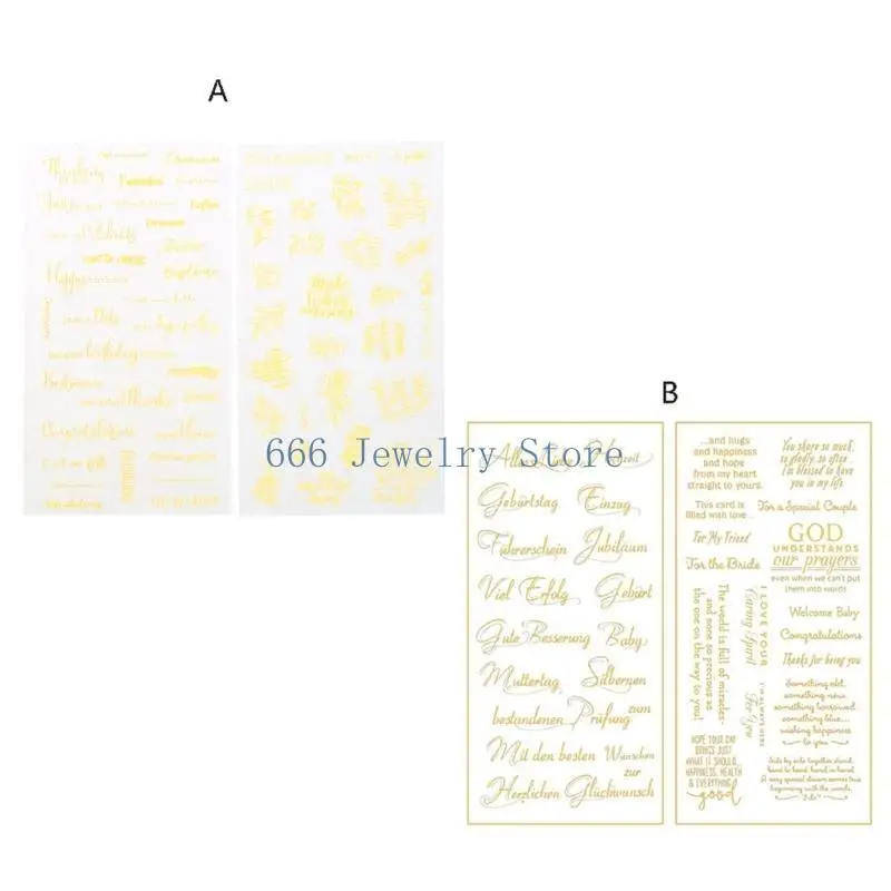 F2TD 2 Pieces/Set Retro Wishes Stickers Personalized Stickers Gold Stickers for Birthday Party Wedding Engagement Decoration