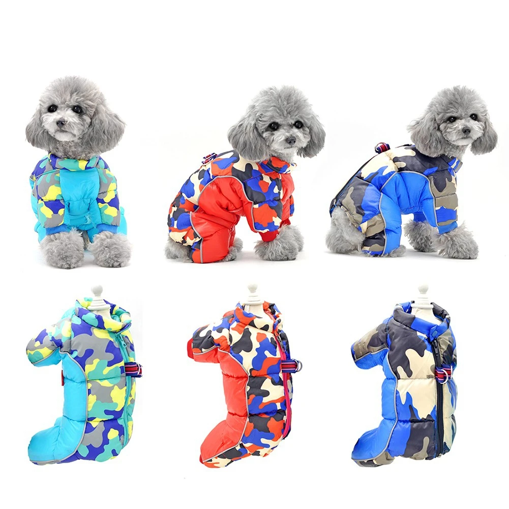 Pet Winter Warm Camouflage Belly Padded Coat Dog Thick Waterproof Hoodie Comfortable Jacket Onesie Dog Outdoor Windproof Clothes