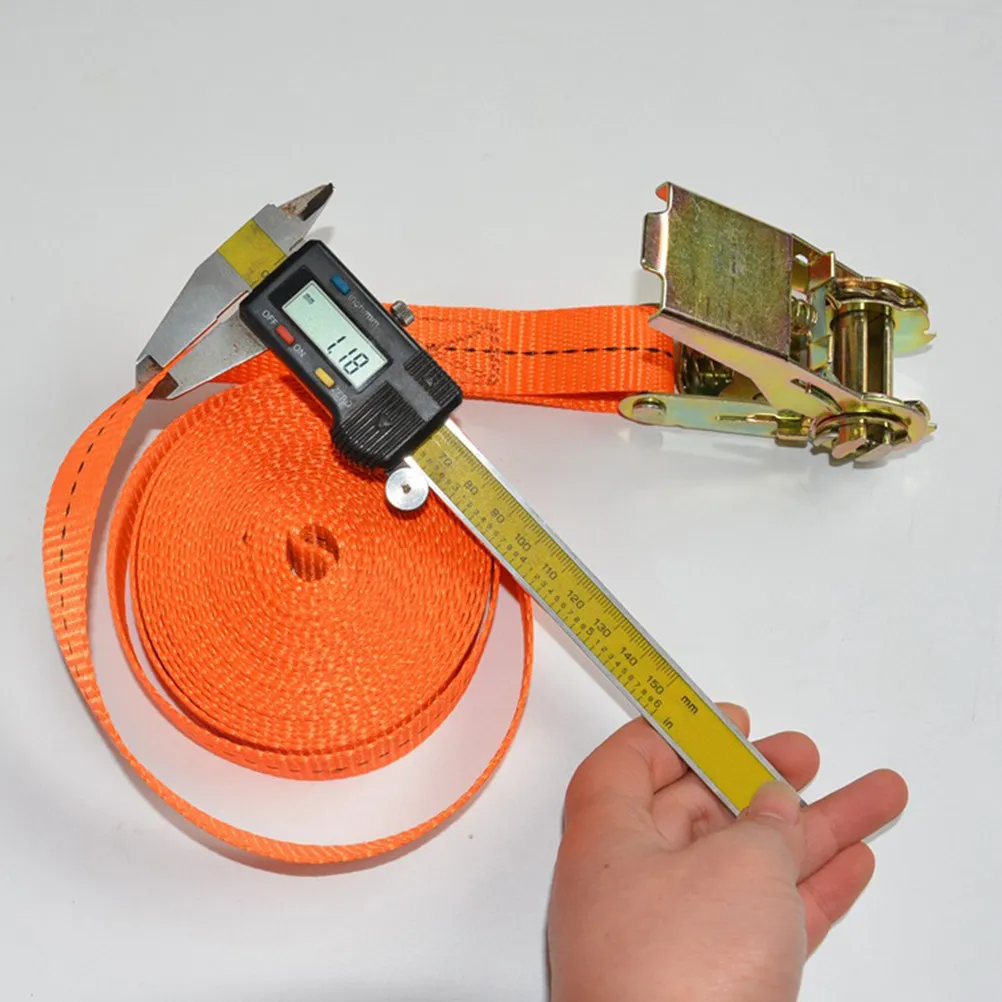 2Pcs Cargo Binding Belt Tensioner Strong Car Lashing Strap Luggage Load Binder Ratchet Fastening Rope with Hook Orange