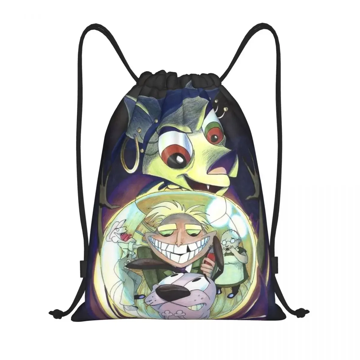 Custom C-Courage The Cowardly Dog Drawstring Bag Women Men Lightweight Sports Gym Storage Backpack