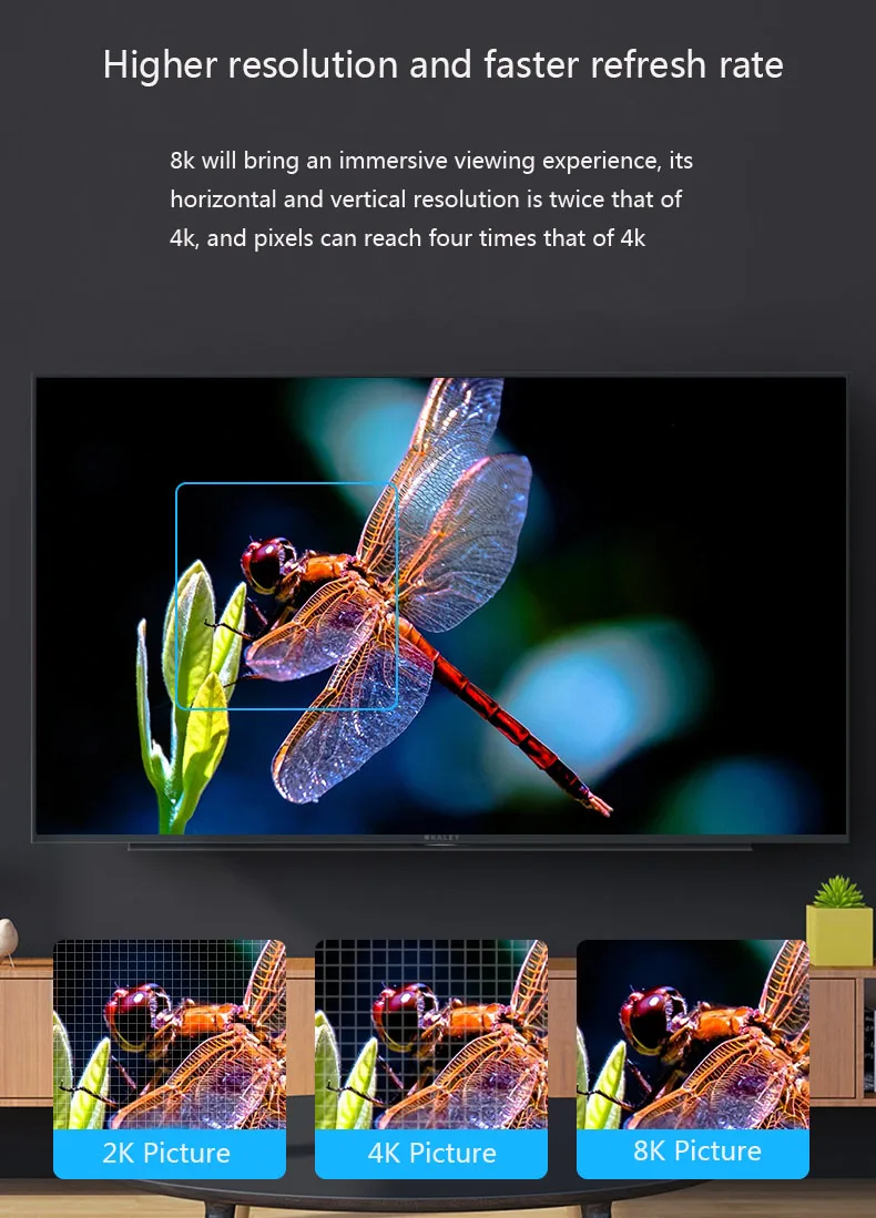 DTECH 8K 60Hz OD 5.8mm Active Optical Fiber 48Gbps 50M Gold Plated HDMI AOC Armoured Cable