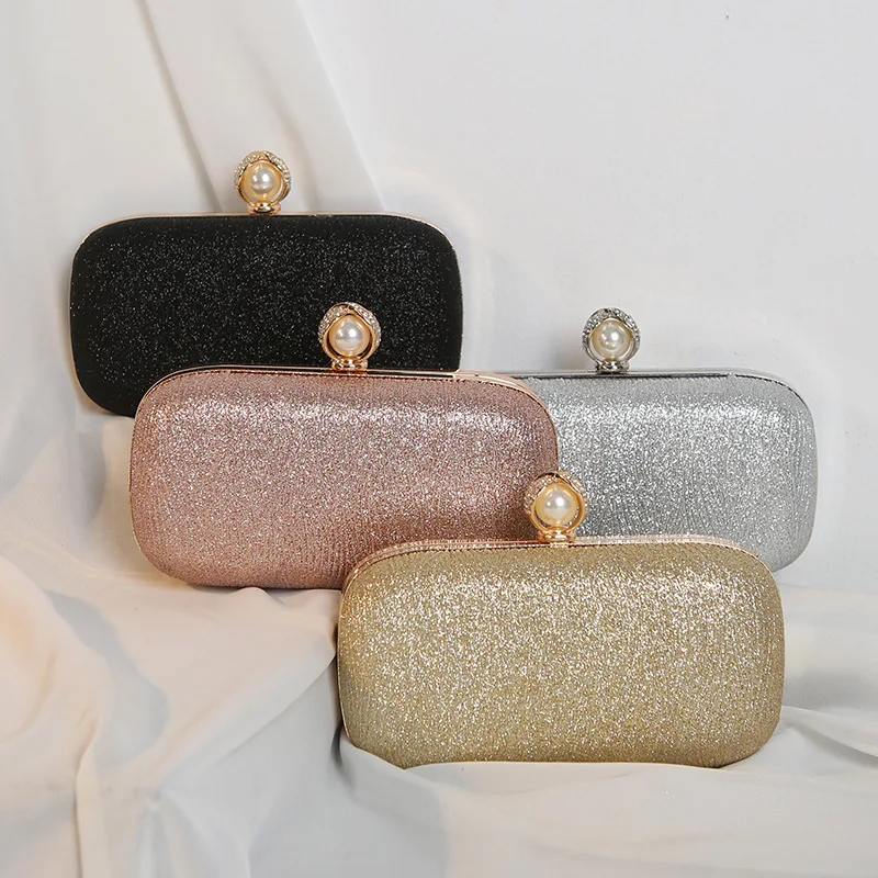 

European and American Ladies Handheld Bags Shiny Pearl Diamond Dinner Bags Women Phone Wallet Evening Wear Bags Dropshiping