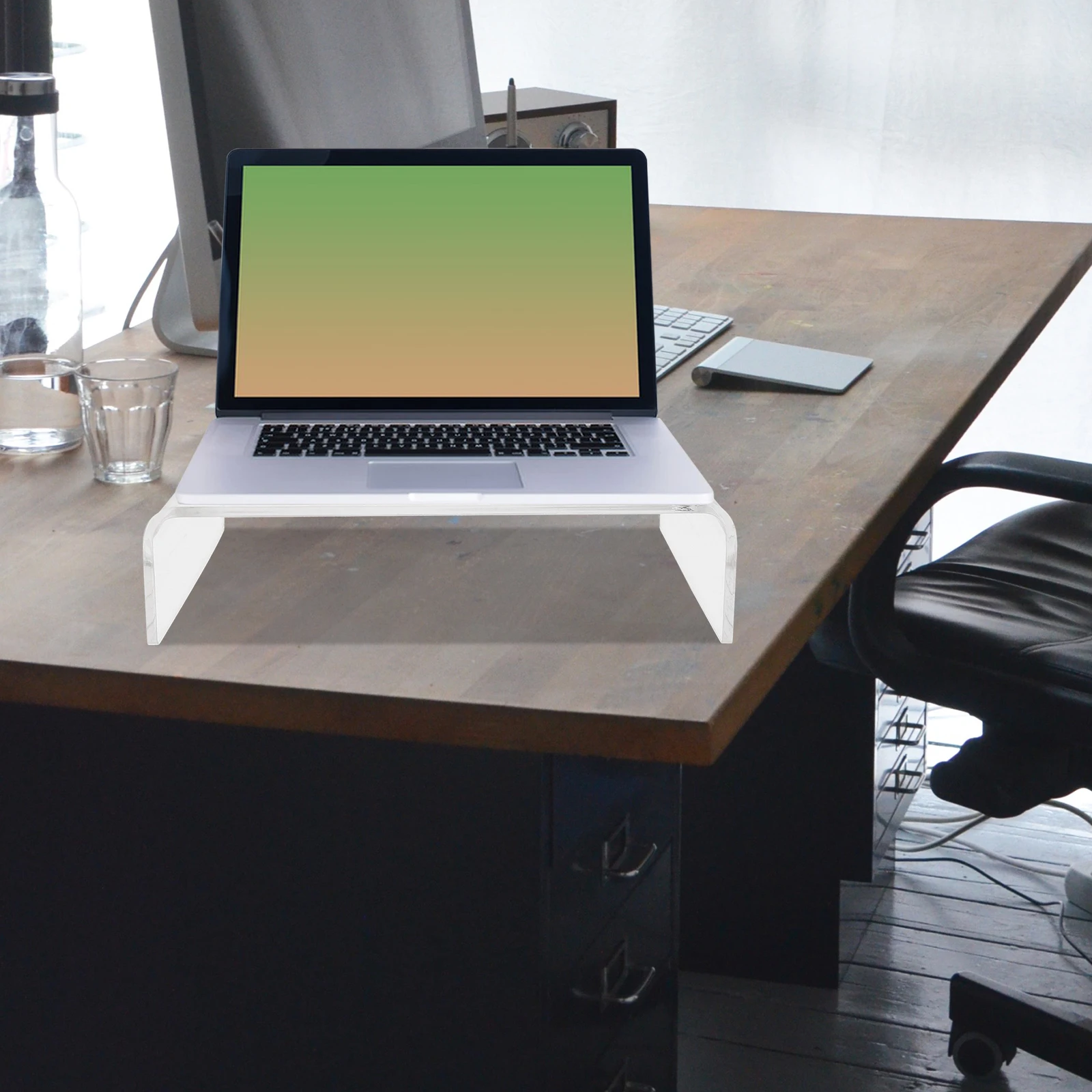 

Acrylic Monitor Small Transparent Clear Monitor Stand Display Stand for Desk White Laptop Computer Base Storage Organizer