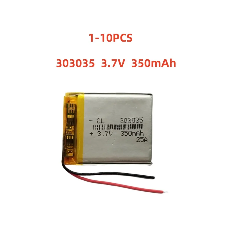 

303035 3.7V 350mAh Small Size Lipo Rechargeable Battery Lithium Polymer For MP3 Bluetooth MID headset headphone video pen