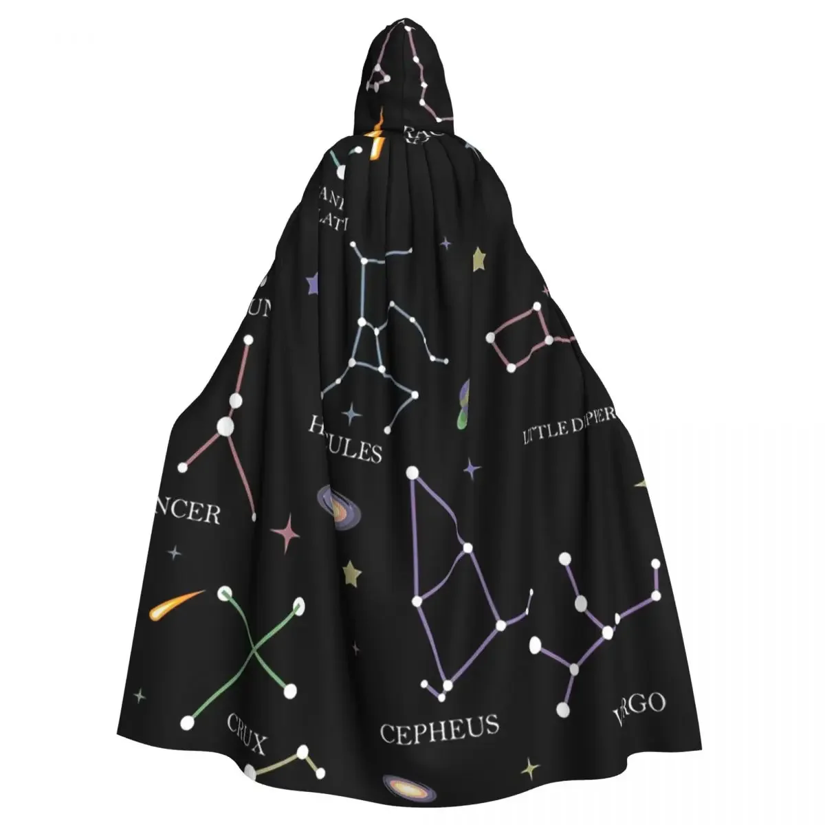 Zodiac Constellations Space Long Hooded  Witch Medieval Costume Cosplay Cape HalloweenCoat Adult Unisex