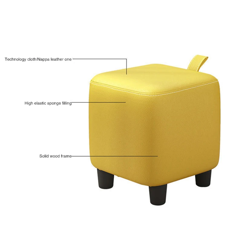 Cute Portable Stool Household Sugar Cube Stool Living Room Soft Leather Elastic Shoe Changing Stool Modern Simple Pedal Ottomans