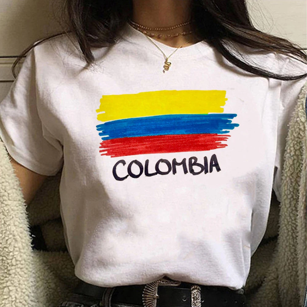 Colombia tshirt donna graphic anime designer top femminile harajuku comic clothes