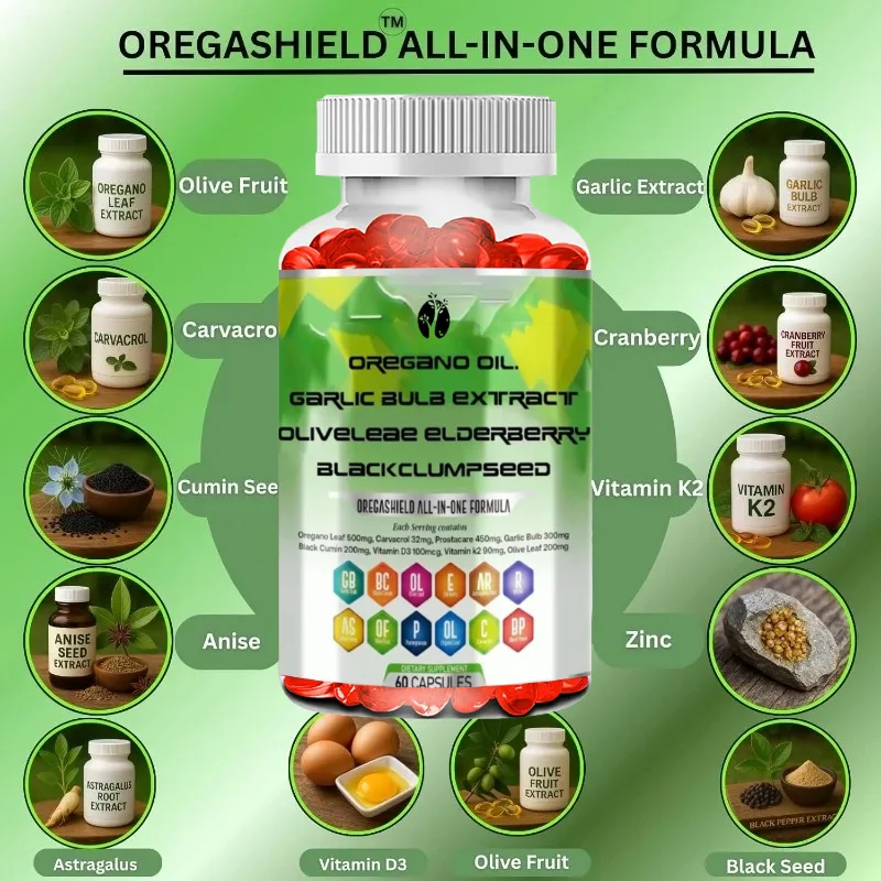 The Cowhide Oil Black Seed Oil, Garlic Olive Leaf Carvone, and Thyme Quinone Elderberry D3、K2、 Zinc Immune Support 60 Capsules