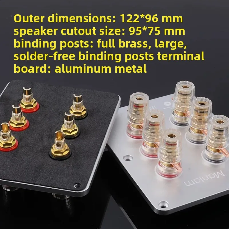 6-position square all-brass binding post speaker terminal block, speaker wire terminal board, diy speaker box accessories