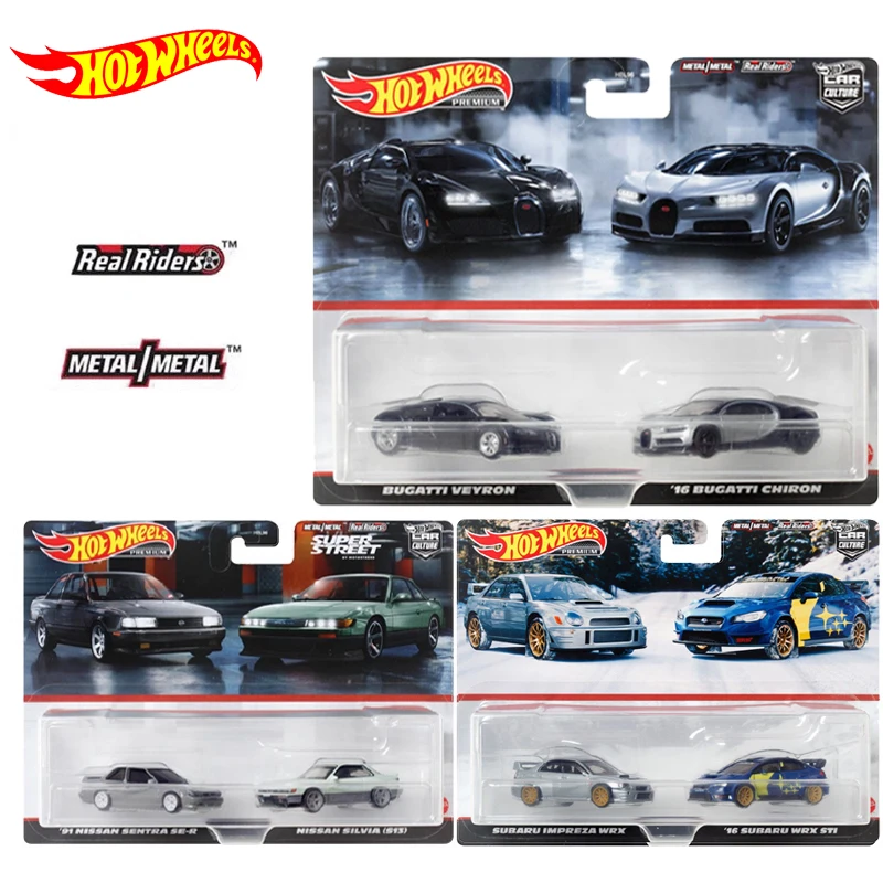 Genuine Hot Wheels Premium Car Sulture 1/64 Boys Toys Diecast Vehicles Bugatti Veyron Chiron Subaru Impreza WRX STI Nassan Model