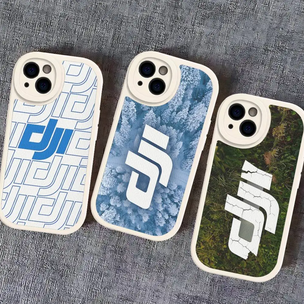 

Famous DJI Logo Leather Phone Case For IPhone 16 16e 15 14 13 12 11 Pro Max Plus Mini Cover