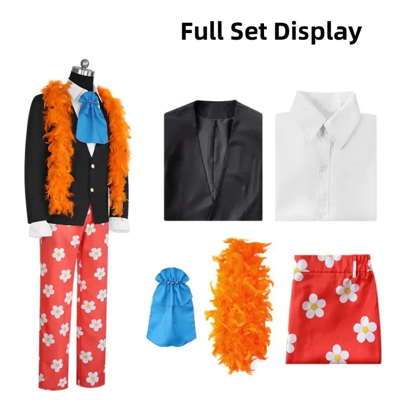 Anime Burukku Brook Cosplay Costume -Revive Fruit Black Evening Dress Coat Scarf Wig Adult Man Carnival Halloween Suitx;8's,6;