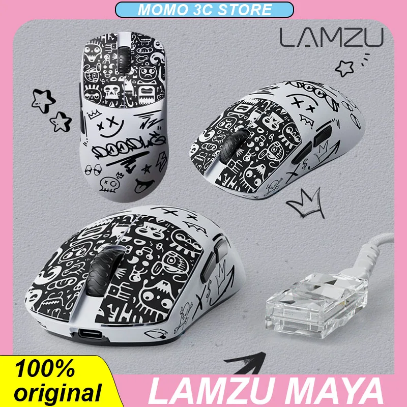 LAMZU MAYA Graffiti Wireless Mouse 3950PAW Sensor Buletooth 8Khz Lightweight Low Latency USB PC Gaming E-sports Mouse Laptop