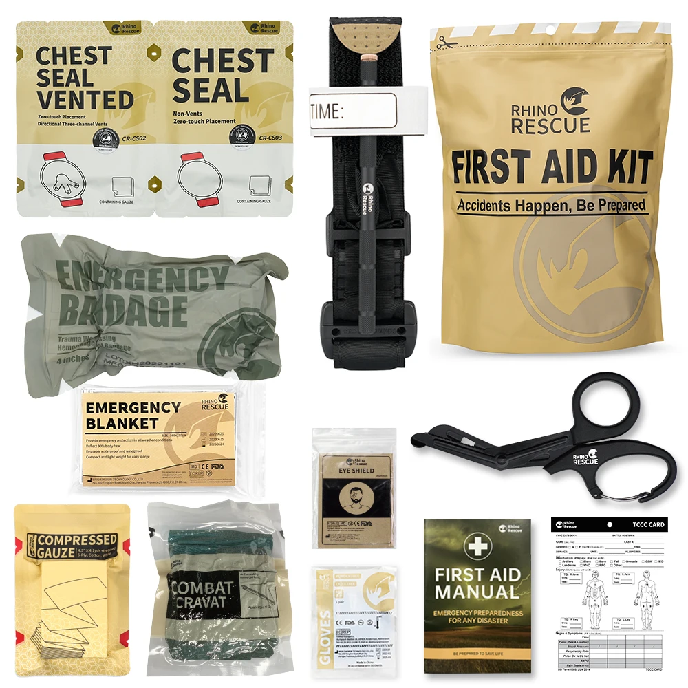 Rhino Rescue Emergency Trauma Kit Combat Tactical IFAK For First Aid Response Supplies