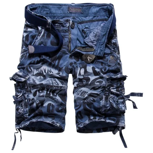 Hot 2024 Summer wear military Tactical army shorts Retro washing camouflage Wrinkle loose multi pocket men\'s cotton loose shorts