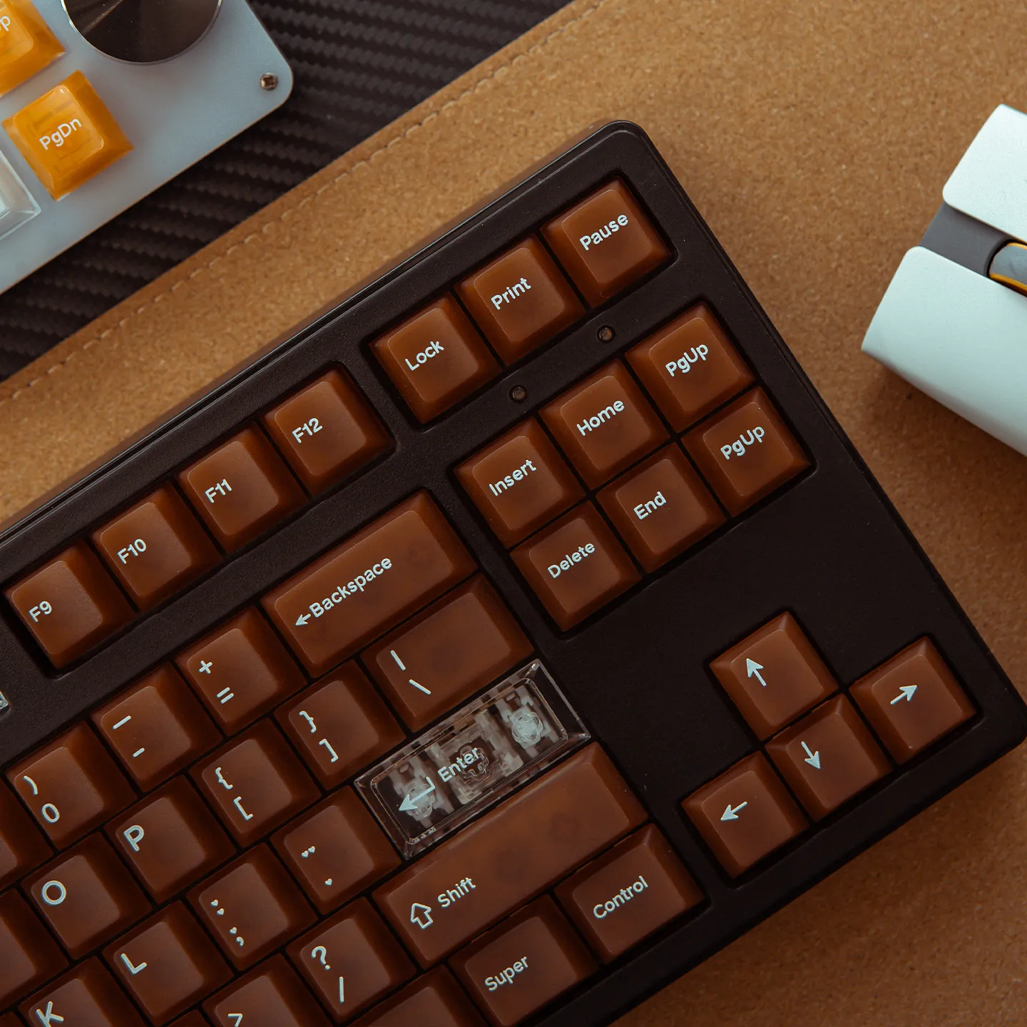 

Coffee Fog Transparent PC Keycaps Cherry Profile Custom Top Print Keycaps Brown for Wooting Magnetic/Mechanical Gaming Keyboard