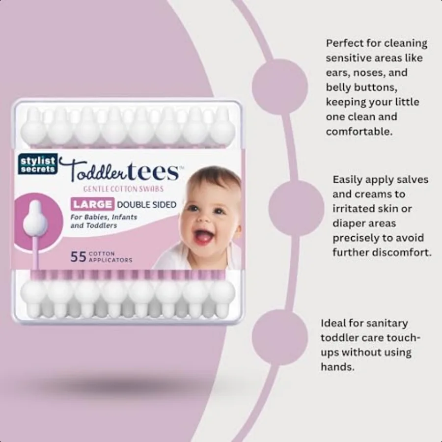 Magliette classiche per bambini Tamponi doppi lati grandi e delicati progettati per orecchie piccole per neonati Neonati Piccoli Bocciolo a punta su entrambi i lati