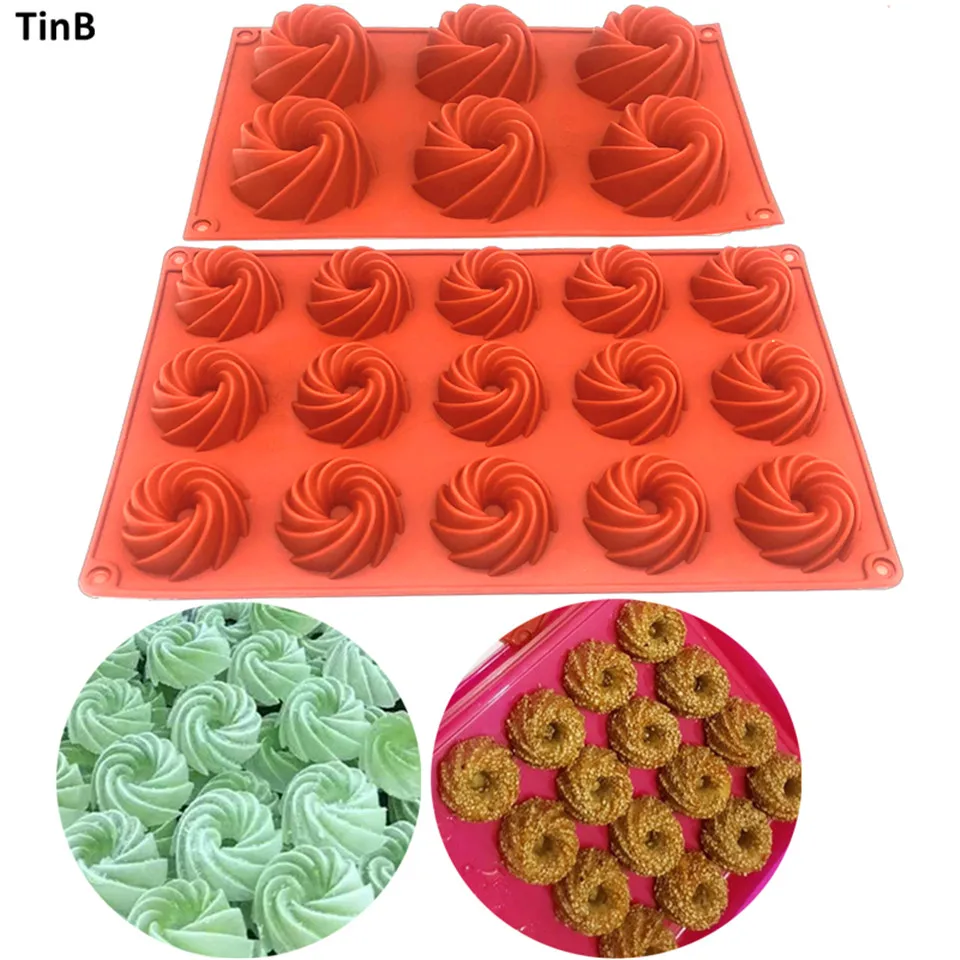 3d Silicone Cake Molds Swirl Shapes Silicone Baking Mold Handmade Soap Mould Chocolate Donut Tray Muffin Cups Cake Mold Tools