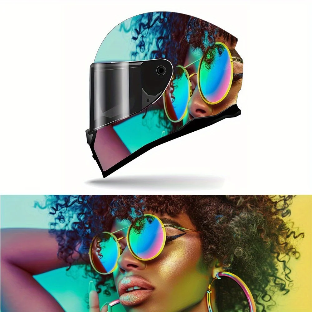 

Fashionable and Beautiful African Girl Print Full Helmet Wrap Sticker Motorcycle Helmet Racing Graphic Decal Vinyl Wrap Helmet D