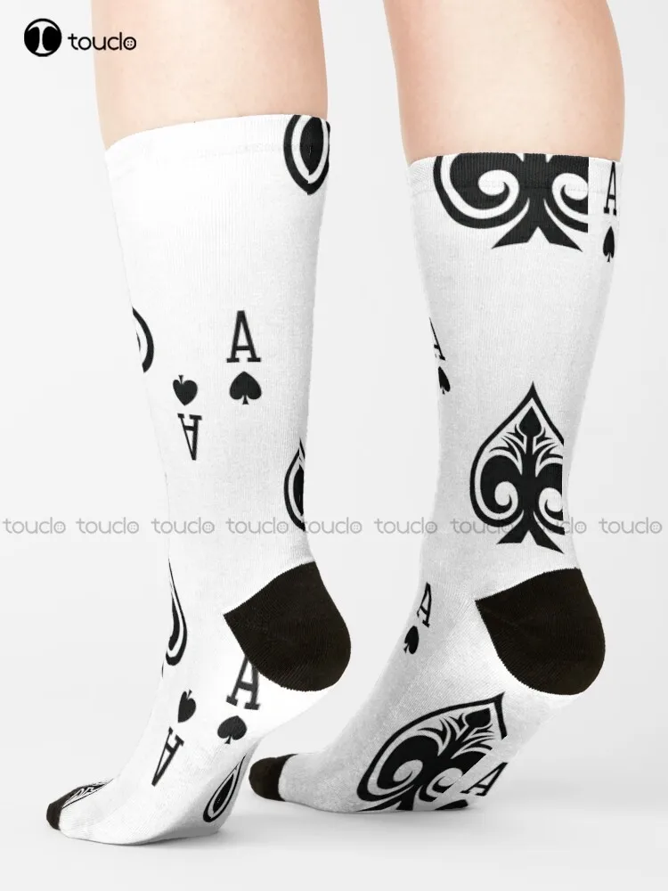 Ace Of Spades Classic Card Deck Casino Poker A Spades Socks Halloween Football Socks Men Christmas New Year Gift Unisex Adult