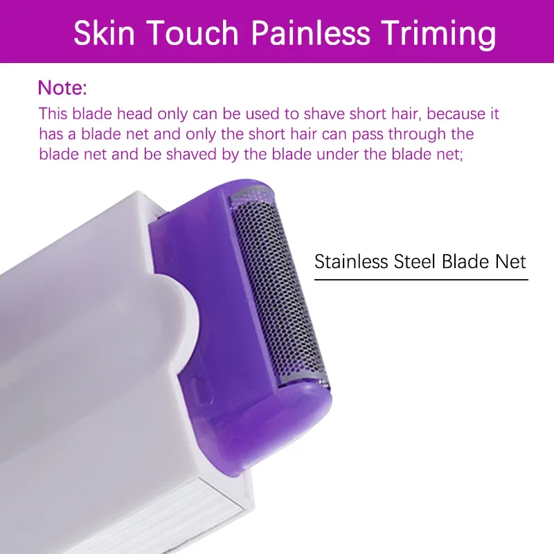ماكينة حلاقة كهربائية للسيدات غير مؤلمة للاستخدام المنزلي، ماكينة تشذيب شعر قابلة لإعادة الشحن للنساء، ماكينة حلاقة كهربائية للوجه والساق واليد والجسم