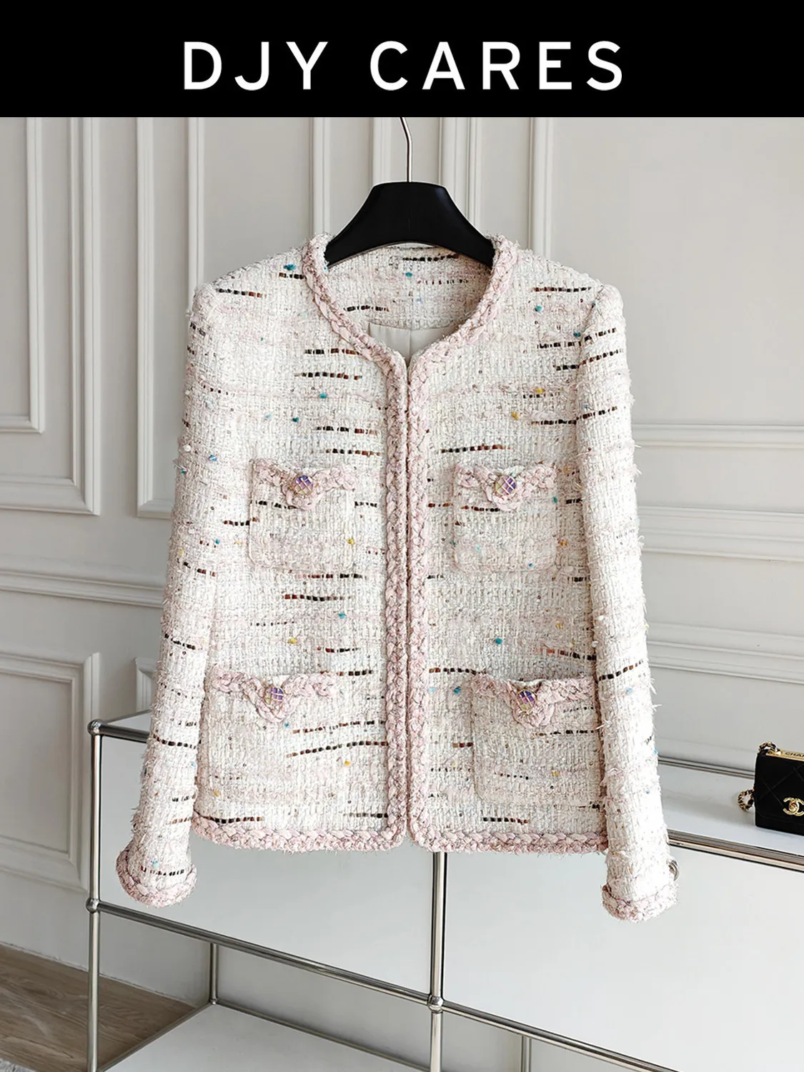 

Новое блестящее тяжелое шерстяное пальто с кружевом и блестками, топ с круглым вырезом, большой размер