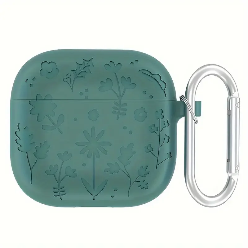 

Floral Silicone Case for AirPods 4 Soft Protective Earphone Cover with 3D Print Design Scratch-Resistant Anti-Slip with Hook
