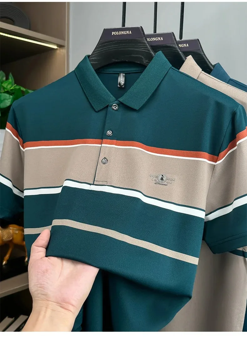 Luxus-Buchstaben Paul embossed kurzärmelige Herren Polo-Shirt High-End-Marke Mode Streifen Farbgebung Sommer neue Casual-Flip-T-Shirt – Detail 9
