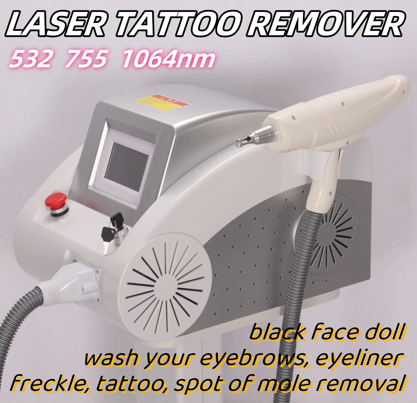 Carbon Peel Tattoo Removal Machine Wash Eyeline Carbon Q Switch Laser Device Wash Eyeliner 1064 nm 532nm 1320nm Black face doll