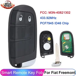 KEYECU OEM For European Fiat Freemont 2011-2016 FCC ID: M3N-40821302 Remote Smart Proximity Key Fob 2 Button 433MHz PCF7945 ID46