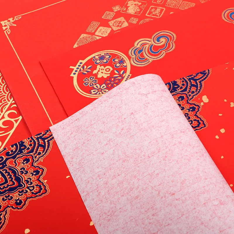 New Year Red Xuan Paper Chinese Spring Festival Wedding Blessing Lucky Square Calligraphy Papier DIY Batik Half Ripe Xuan Paper