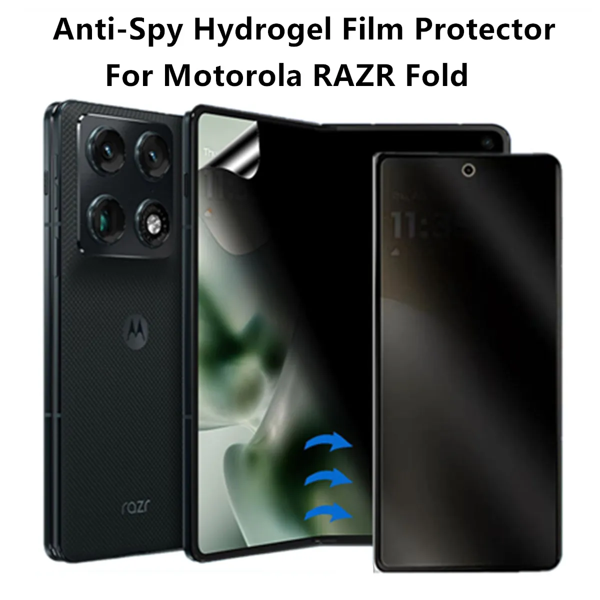 Película Hidrogel Anti-Espião Asdipsa Matte HD Anti-Quebra para Motorola RAZR Fold RAZRFold - Protetor de Tela Interno e Externo Macio