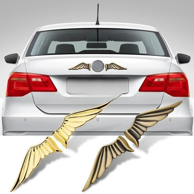 1Pair Angel Wings Car Emblem 3D Metal Sticker Eagle Wings Pattern For Personalized Car Modification Exterior Decor
