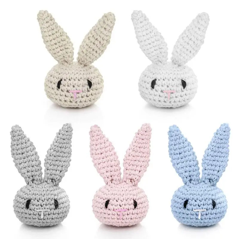 New Baby Pacifier Chain Decorations Newborn Accessories DIY Mini Knitted Bunny Heads