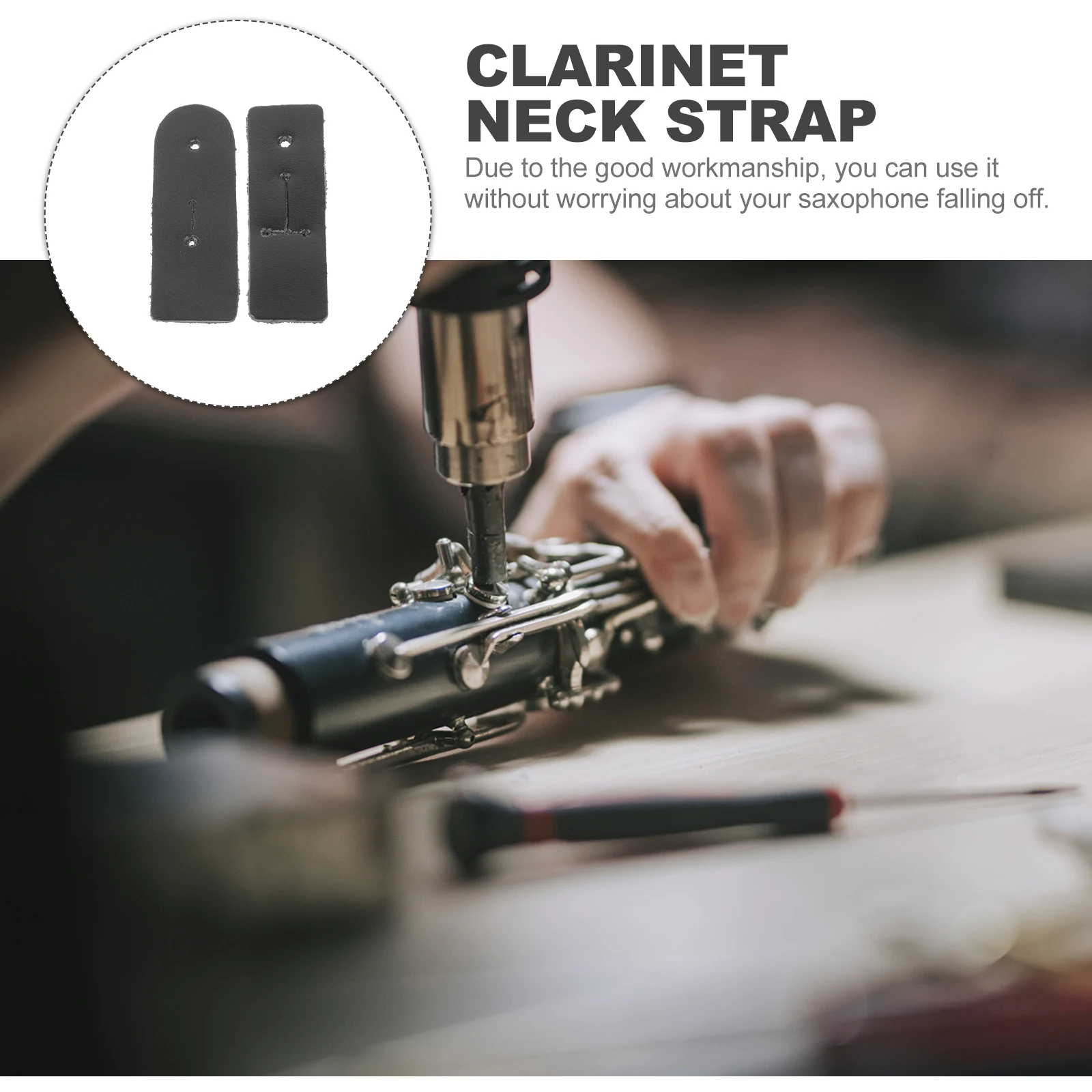 

2Pcs Black Hanging Pieces Durable Small Thumb Tab for Clarinet Neck Strap Saxophone Accessories
