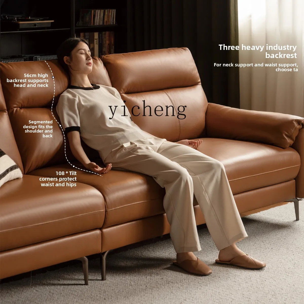 

LX Genuine Leather Sofa for Living Room, Modern Simple Luxury Top Layer
