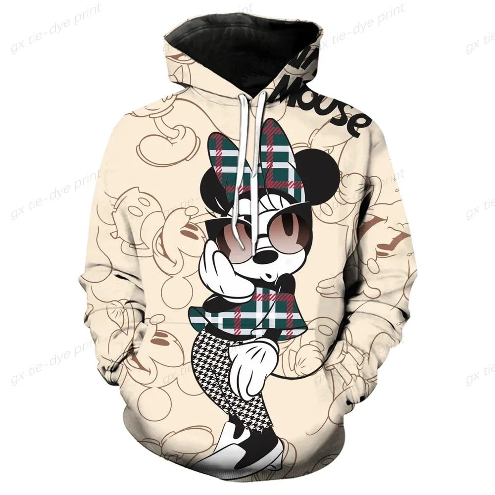 Women's Y2k Casual Hoodies Autumn Winter New Kids Disney Mickey Mouse Print Round Neck Long Sleeve Femininas Pullover Sweater