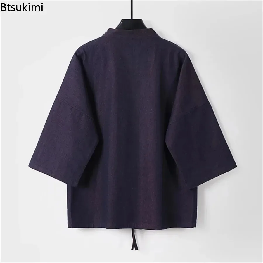 New Men's 9XL Plus Size Kimono Shirts Summer Cardigan Jacket Fashion Casual Solid Color Shirts Comfortable Breathable Garment