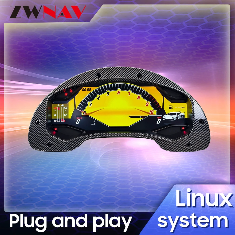 12.3 Inch Full LCD Digital Instrument Cluster For Lamborghini Gallardo 2003-2013 L140 Car Virtual Cockpit Speedometer Dashboard