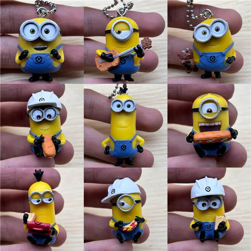 

Despicablmese Minionses Big Eyes Figurine Q Verison Toy Peripheral Peripheral Pendant Models Kids Gifts