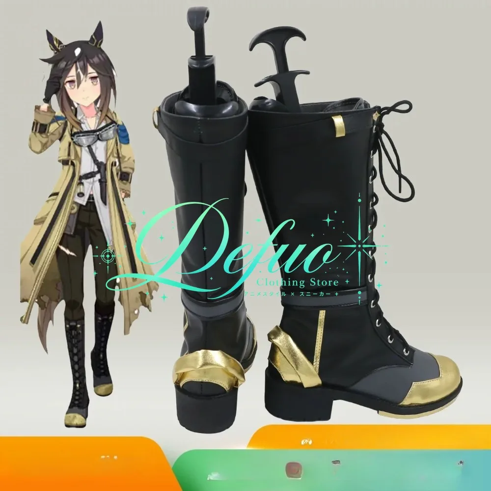 Umamusume Pretty Derby Stay Gold - Zapatos de mujer para juegos de rol, botas negras personalizadas para Halloween, carnaval, anime, juegos