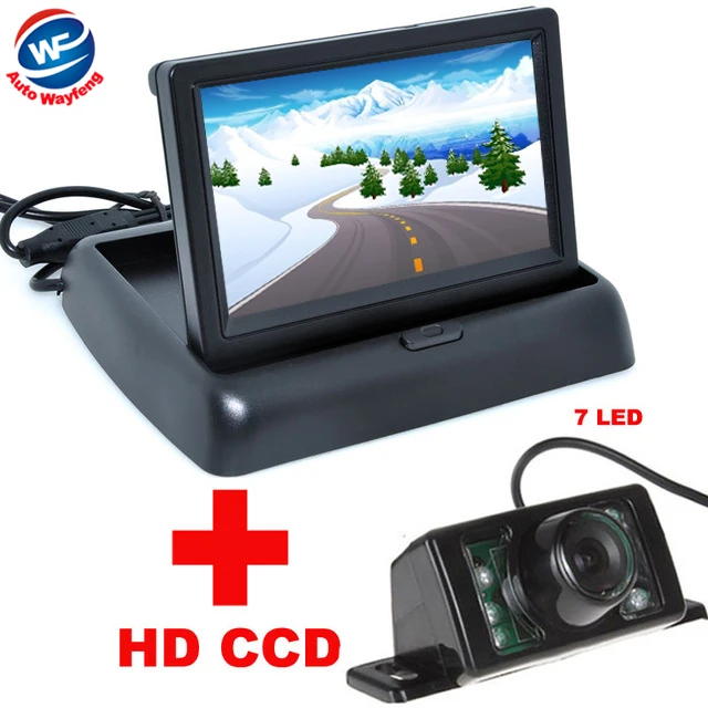 

7LED Night Car Rear View Backup Camera With 4.3 inch Color LCD Car Video Foldable Monitor Auto Parking Assistance Camera