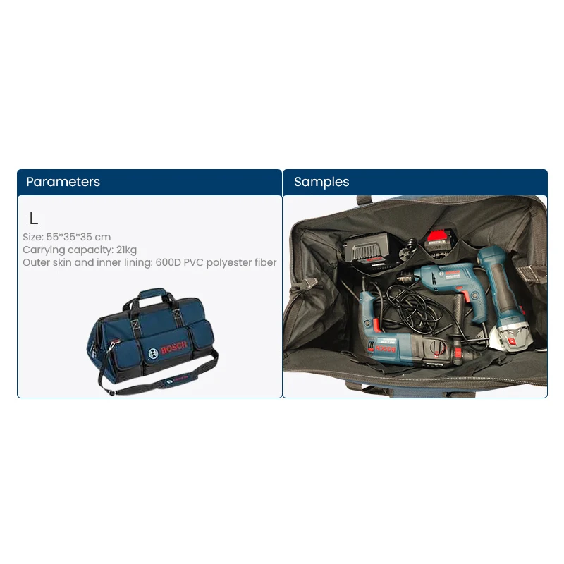 Sac de rangement, sac à outils en toile de marque Bosch, valise grande capacité, sac à main multifonctionnel résistant à l\'usure et à l\'eau, trousse