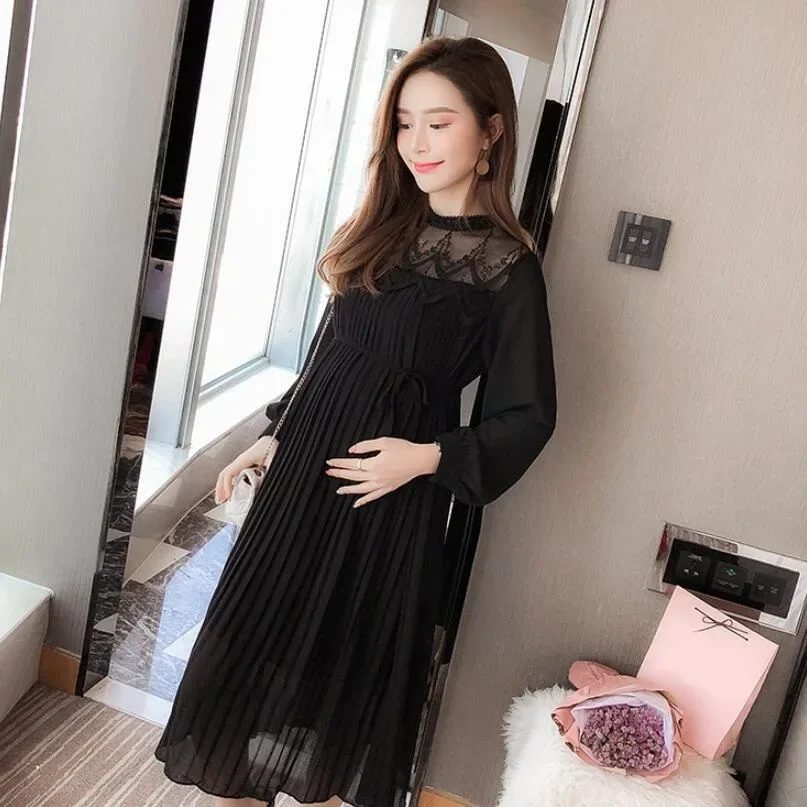 

Women Dress Casual Maternity Clothes New 2025 Maternity Dresses Long Sleeve Chiffon Spring Autumn Pregnancy Dresses For Pregnant