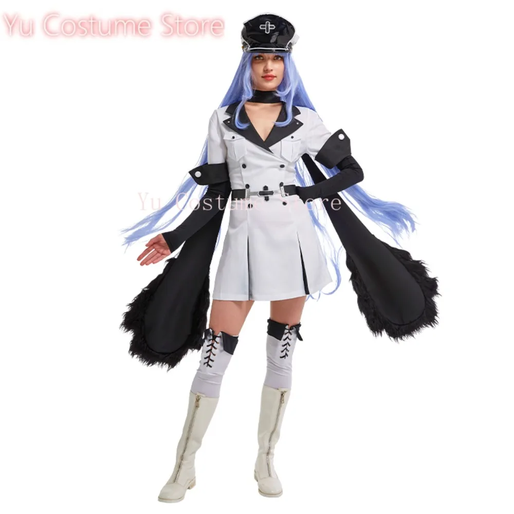 يو أنمي! Akame Ga KILL! بدلة لعبة Esdeath فستان رائع زي عسكري زي تنكري لحفلة الهالوين لعب الأدوار ملابس نسائية #4