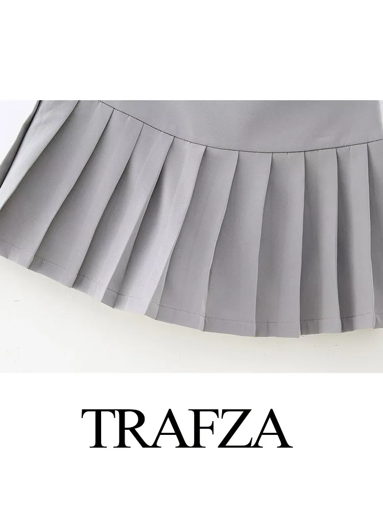 Trafza Sommer Frauen schick breite plissierte Dekoration Mini Culottes Frau hohe Taille Seite Reiß verschluss lässig Street Style Rock Hose Mujer