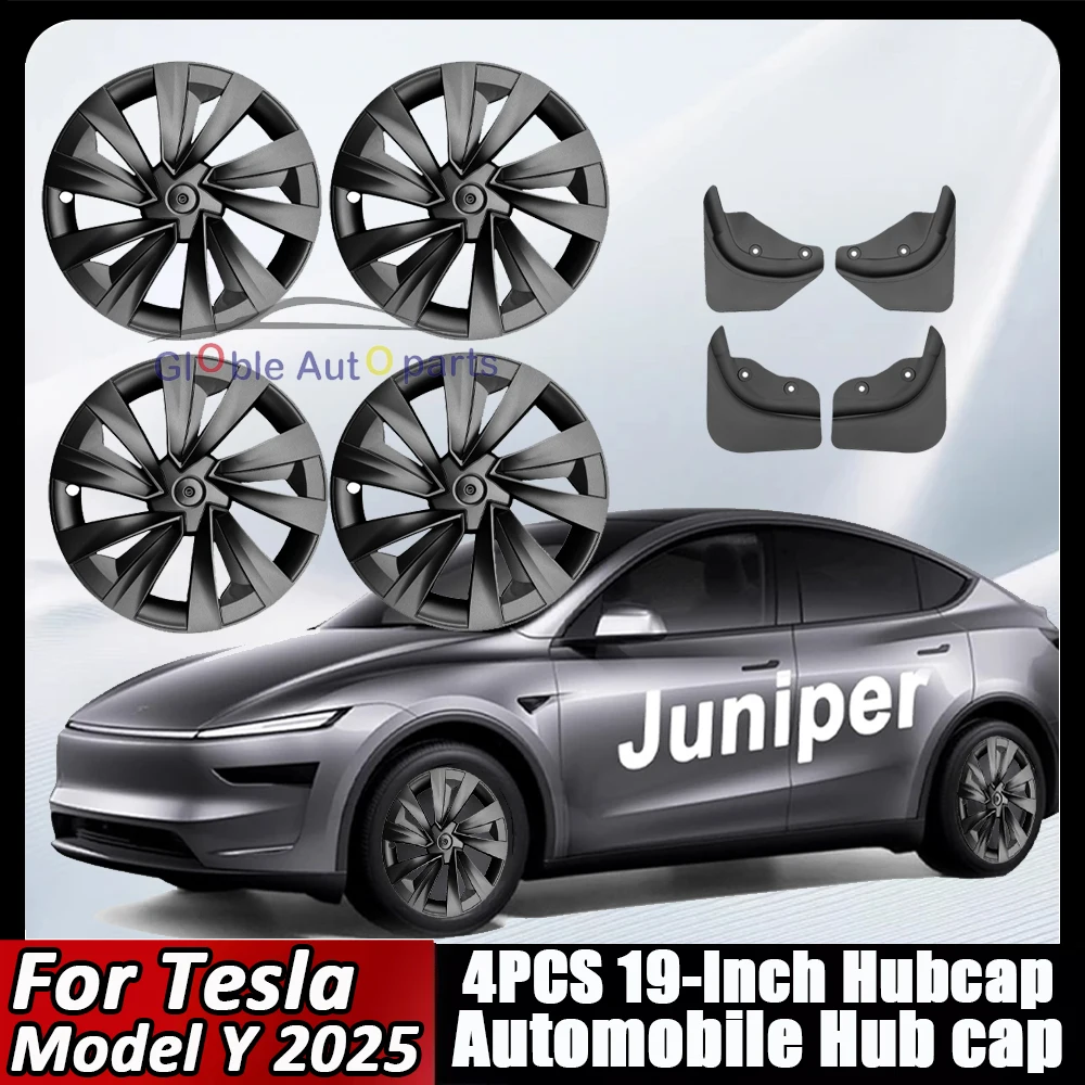 4er/8er-Set 19-Zoll-Radkappen für das neue Model Y Juniper Premium/Performance 2025 2026 für Tesla-Fahrzeuge – Vollabdeckung für Felgen, Radkappen mit Schmutzfänger, Spritzschutz für Vorder- und